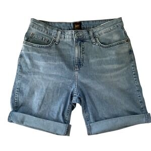 Lee Womens Light Wash Denim Cuffed Jean Shorts Size 8M 112330486 Blue Stretch